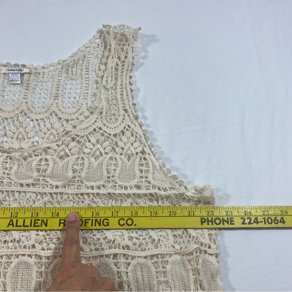 Soho Lady Boho Indian Crochet Vest Fringe Women’s one size cream beige - Picture 5 of 7